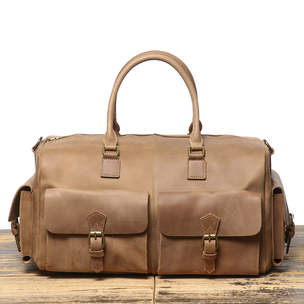 Vintage Leather Duffle Bag Fit 14-inch Laptop