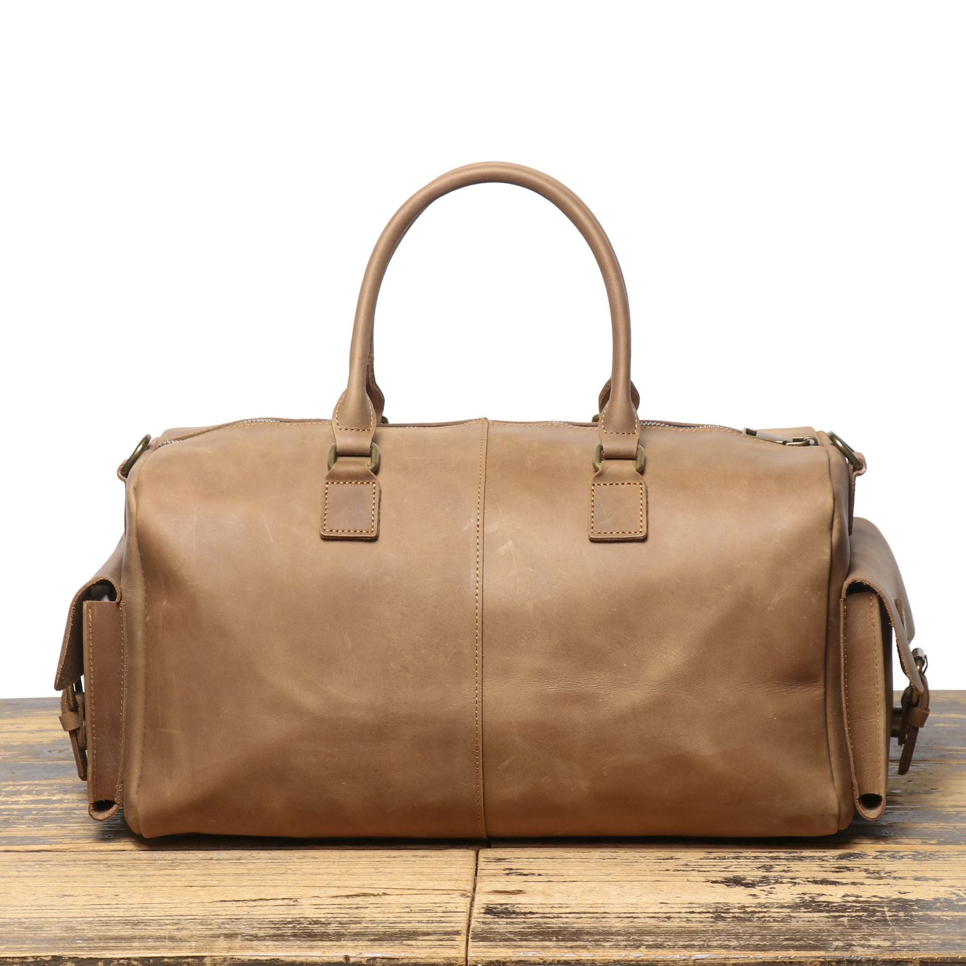 Vintage Leather Duffle Bag Fit 14-inch Laptop