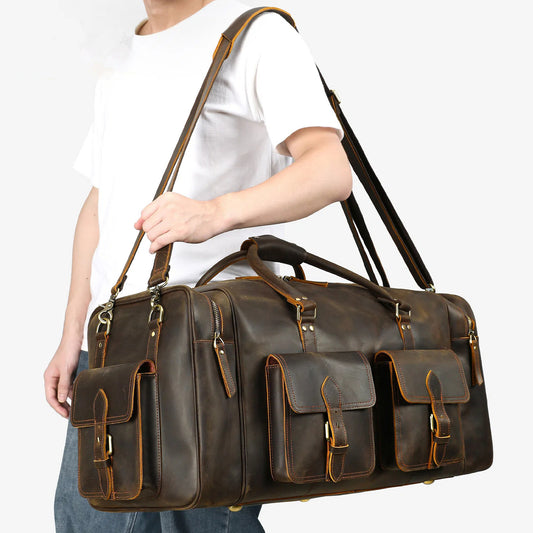 Vintage Leather Duffle Bag for Men