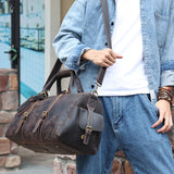 Vintage Leather Duffle Bag for Travel Gym