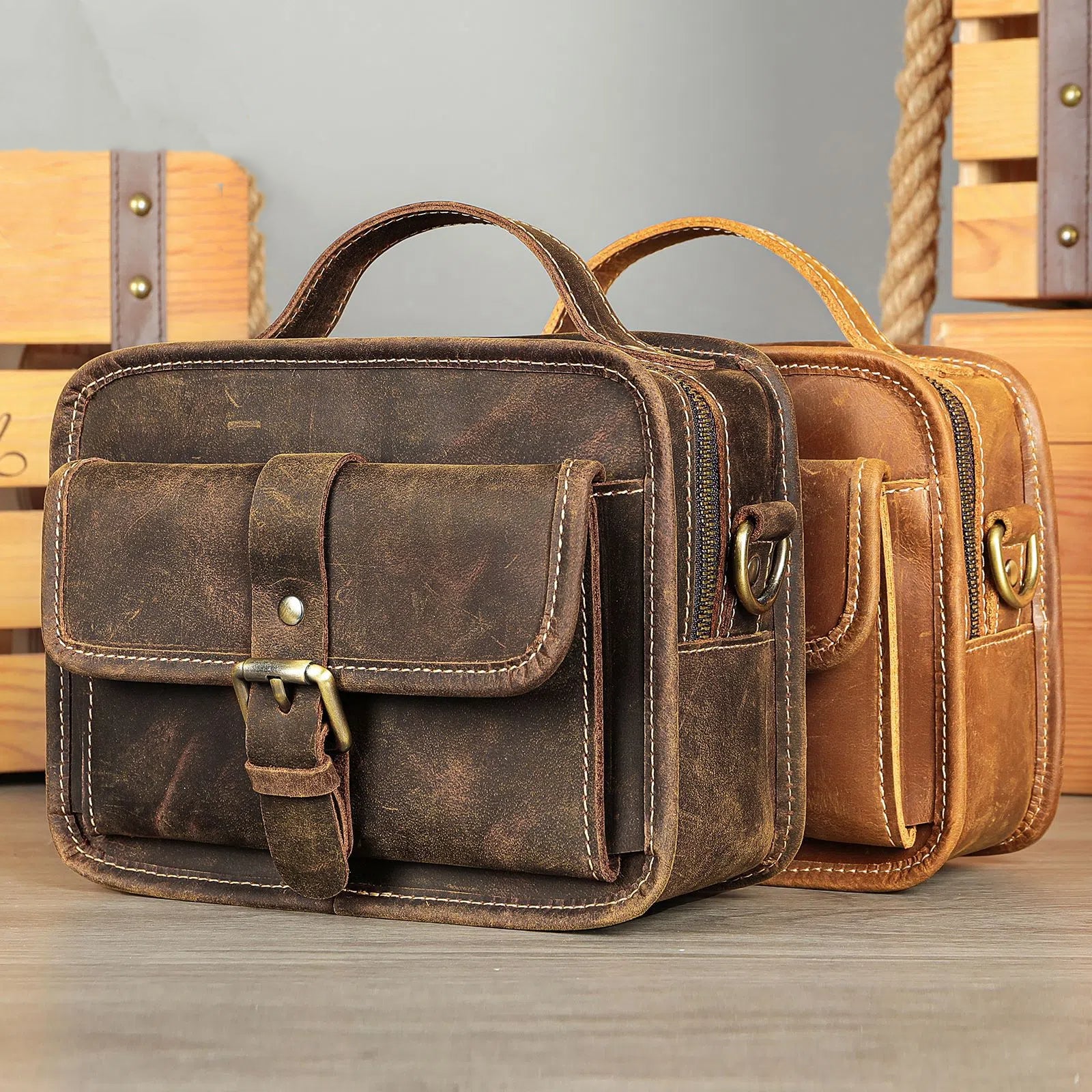 Vintage Leather Messenger for Men