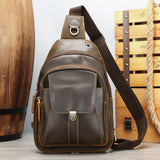 Vintage Leather Sling Bag for Men fits 9.7" iPad