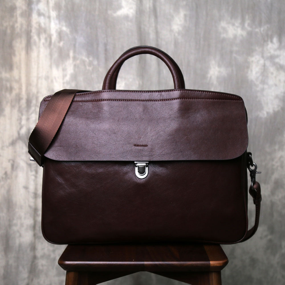 Woosir Leder Laptop Aktentasche Herren für die Arbeit 15,6 Zoll 