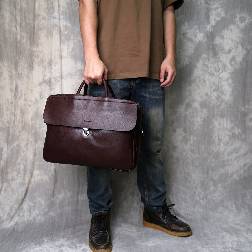 Woosir Leder Laptop Aktentasche Herren für die Arbeit 15,6 Zoll 