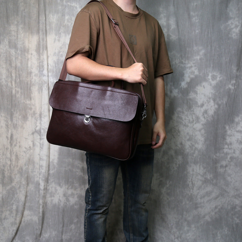 Woosir Leder Laptop Aktentasche Herren für die Arbeit 15,6 Zoll 