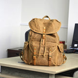 Vintage Waxed Canvas Backpack for School Outdoor