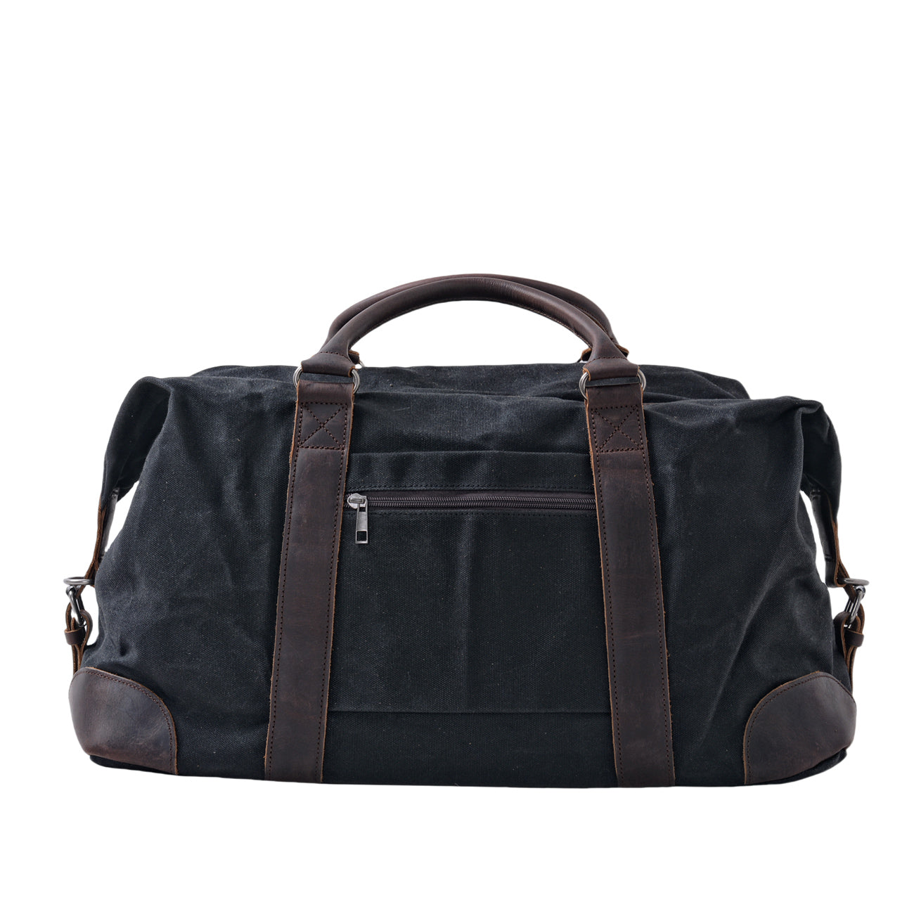Vintage Waxed Canvas Duffle Bag with Leather Trim