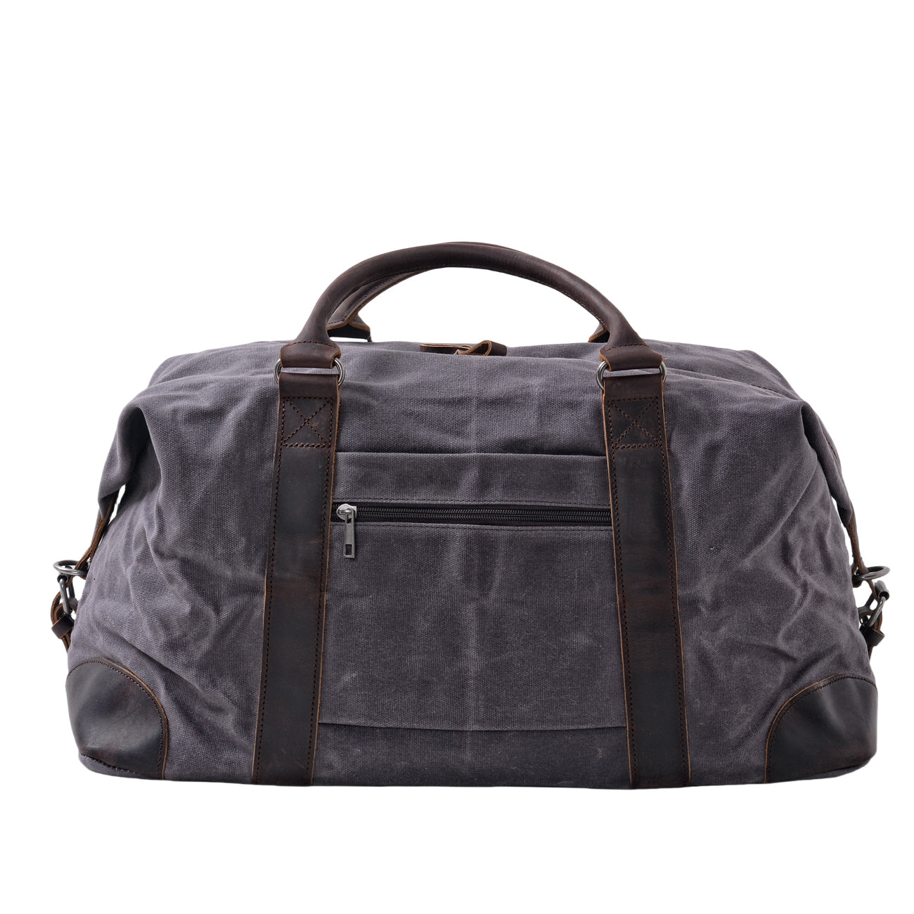 Vintage Waxed Canvas Duffle Bag with Leather Trim
