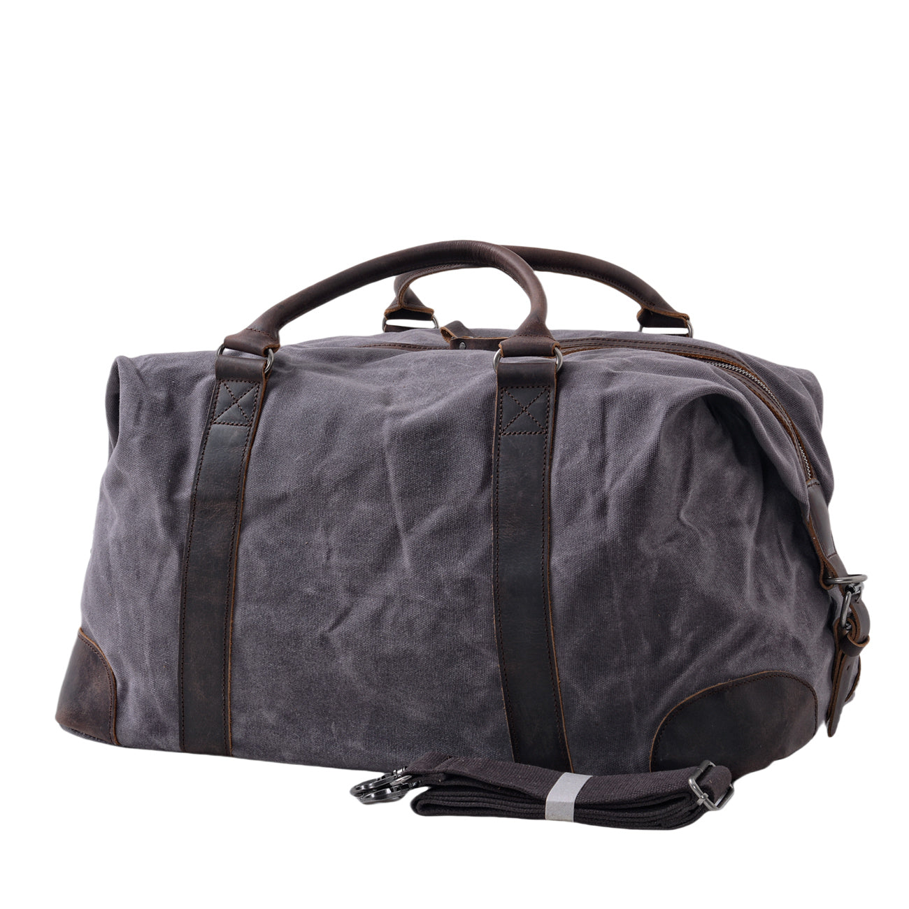 Vintage Waxed Canvas Duffle Bag with Leather Trim