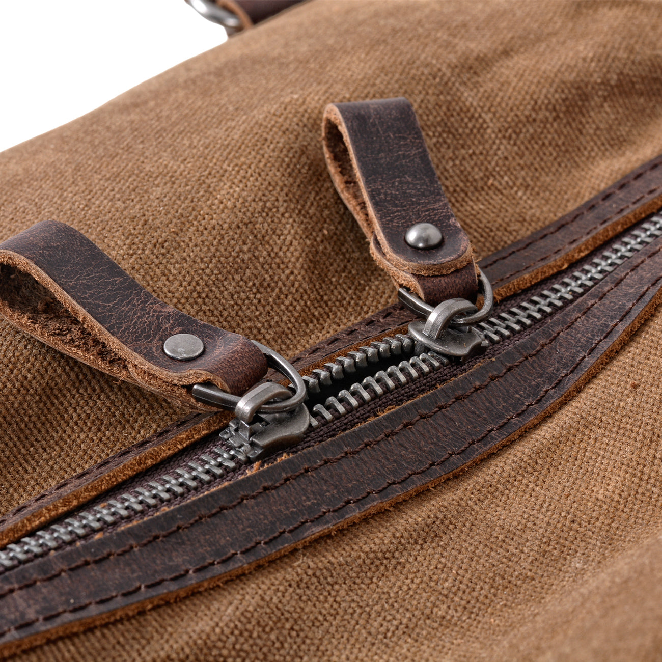 Vintage Waxed Canvas Duffle Bag with Leather Trim