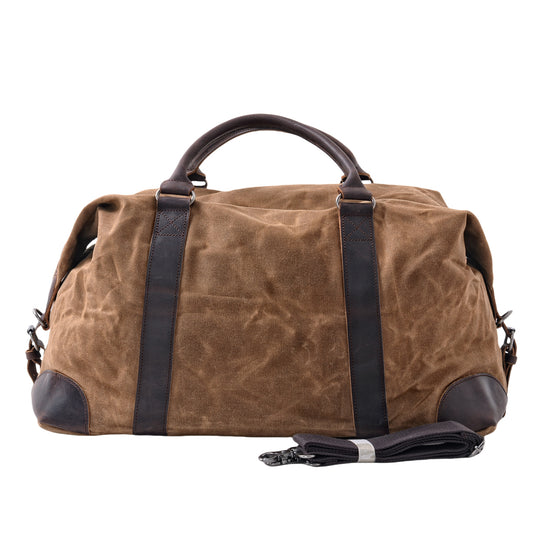 Vintage Waxed Canvas Duffle Bag with Leather Trim