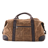 Vintage Waxed Canvas Duffle Bag with Leather Trim