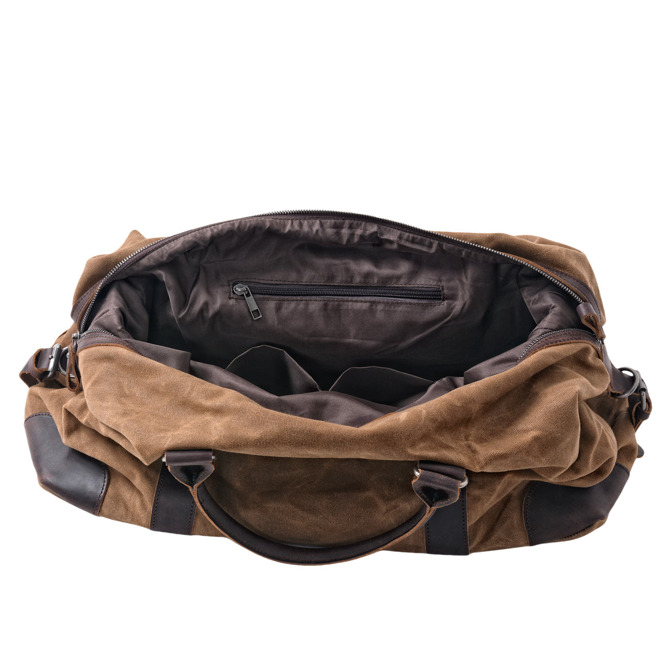 Vintage Waxed Canvas Duffle Bag with Leather Trim