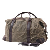 Vintage Waxed Canvas Duffle Bag with Leather Trim