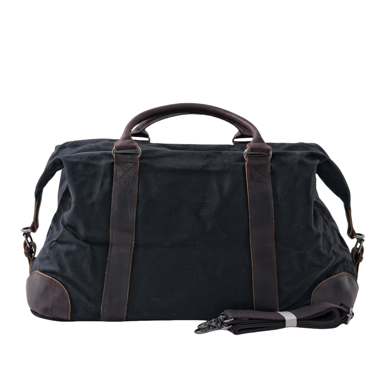 Vintage Waxed Canvas Duffle Bag with Leather Trim