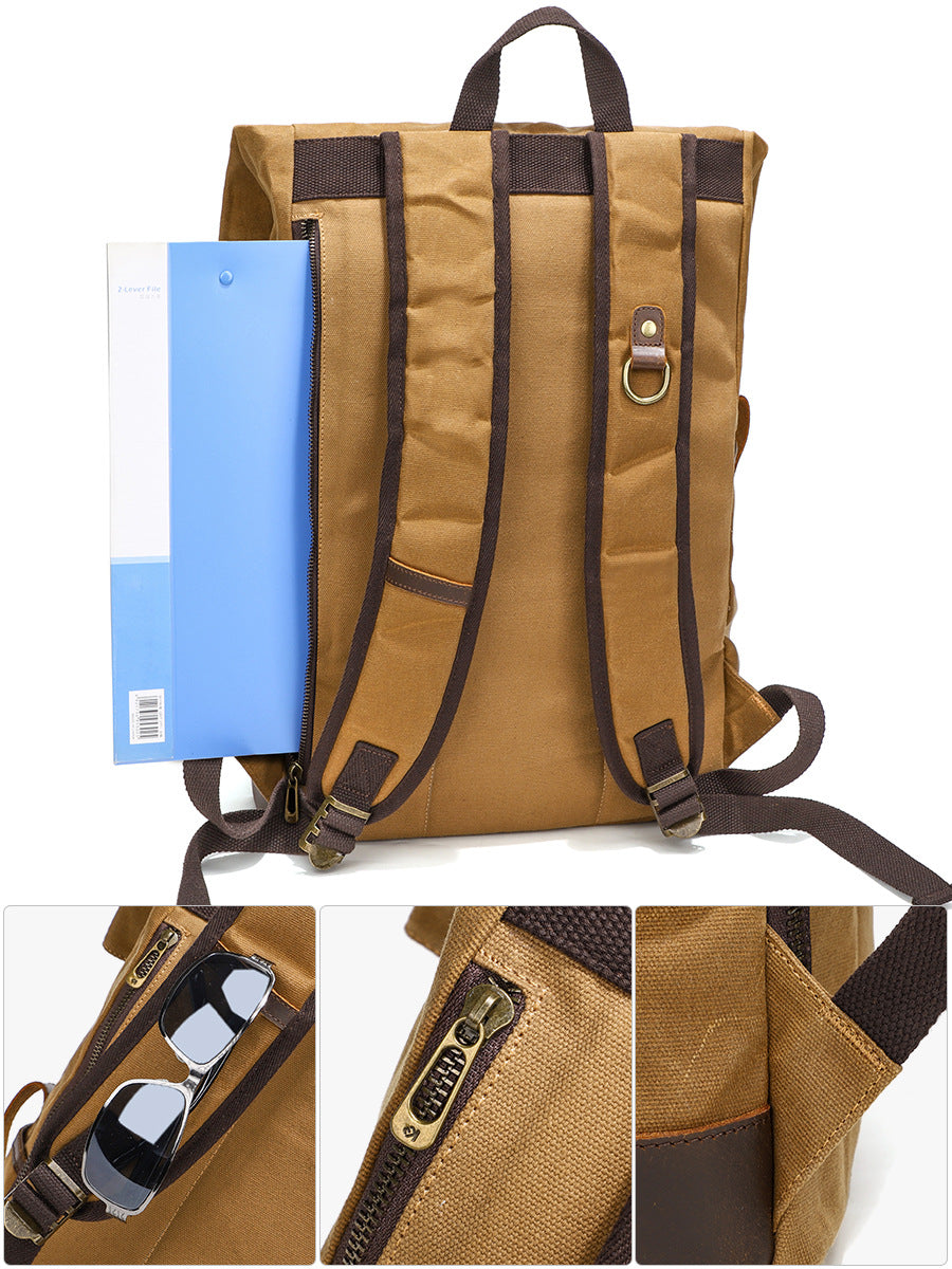 Waxed Cancas Backpack Waterproof for 15-inch Laptop - Woosir