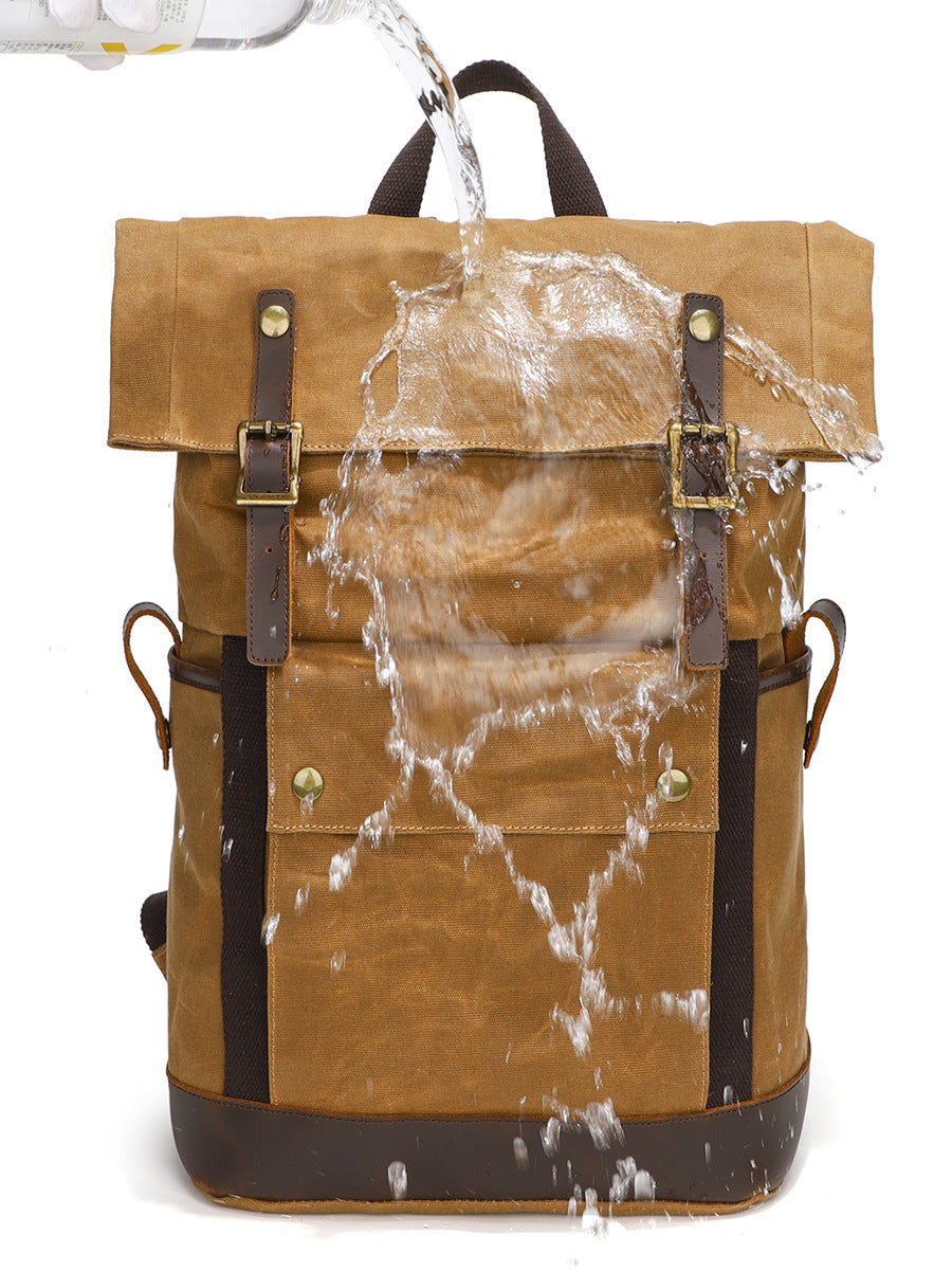 Waxed Cancas Backpack Waterproof for 15-inch Laptop - Woosir