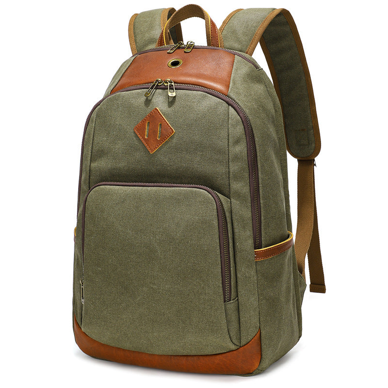 Waxed Canvas Backpack Fit 15-inch Laptop with Top-grain Leather Waxed Canvas Backpack Fit 15-inch Laptop with Top-grain Leather