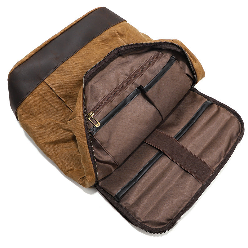 Waxed Canvas Backpack Waterproof for Camera Laptop - Woosir
