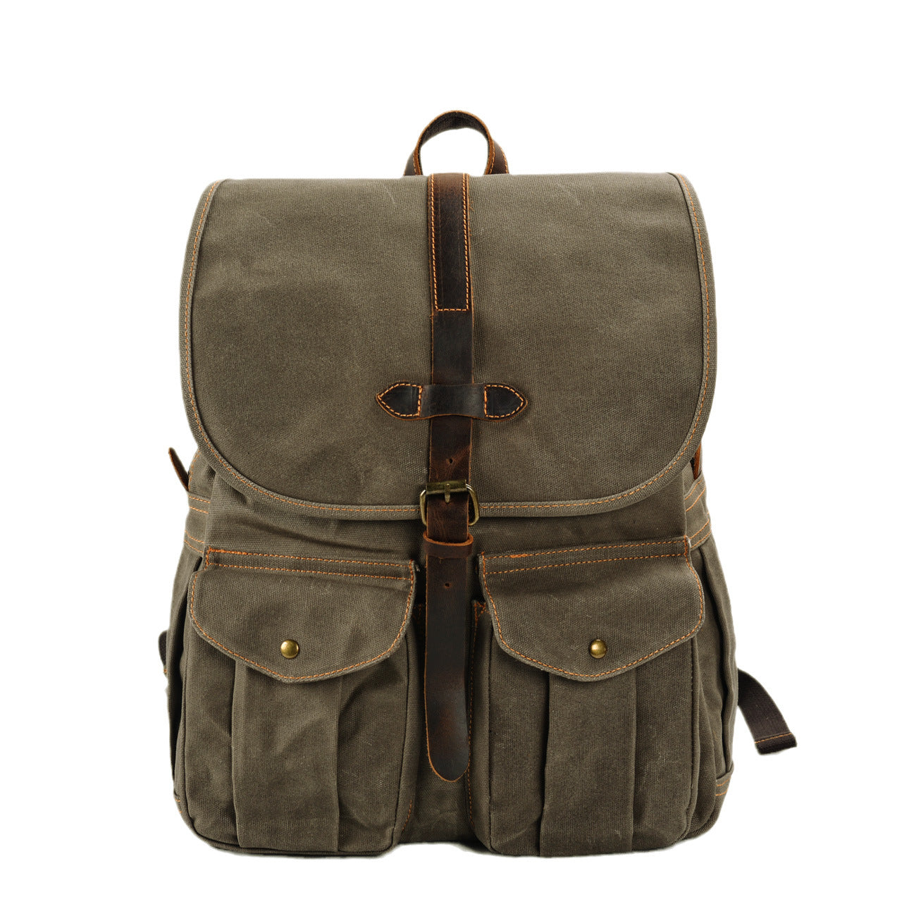 Waxed Canvas Backpack for 16 inch Laptop, Army Green Waxed Canvas Backpack for 16 inch Laptop, Army Green