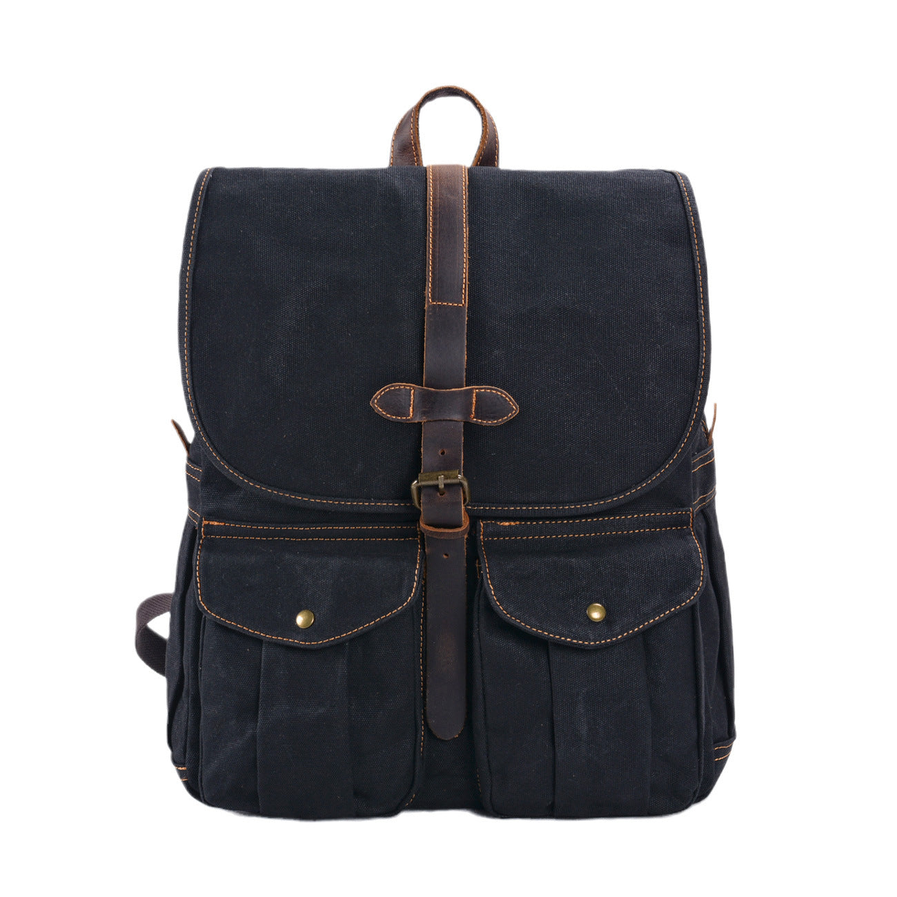 Waxed Canvas Backpack for 16 inch Laptop, Black