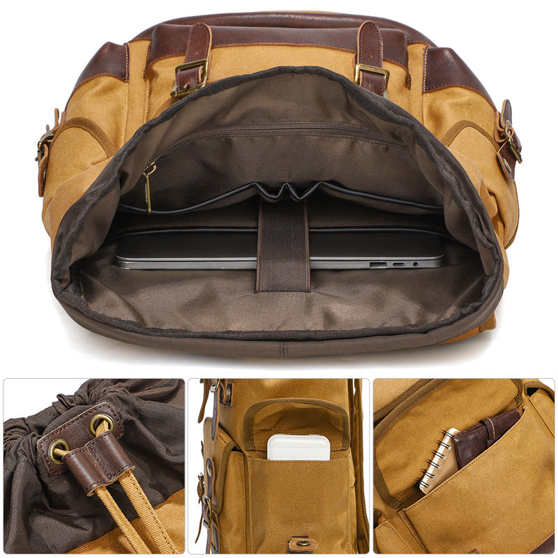 Waxed Canvas Backpack for Travel Outdoor - Woosir