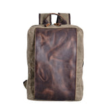 Waxed Canvas Backpack with Leather Waterproof