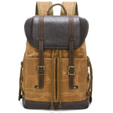 Waxed Canvas Backpack with PU leather