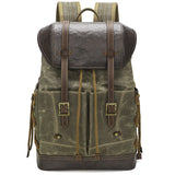 Waxed Canvas Backpack with PU leather