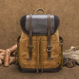 Waxed Canvas Backpack with PU leather