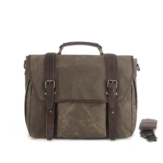 Aktentasche aus gewachstem Canvas für 15,6-Zoll-Laptops