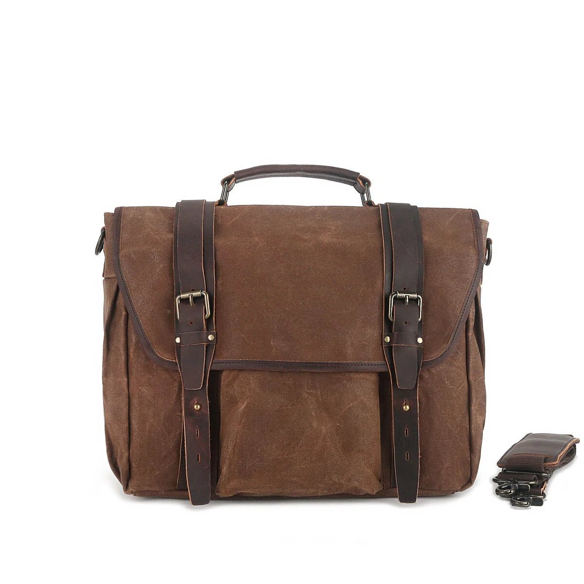 Aktentasche aus gewachstem Canvas für 15,6-Zoll-Laptops