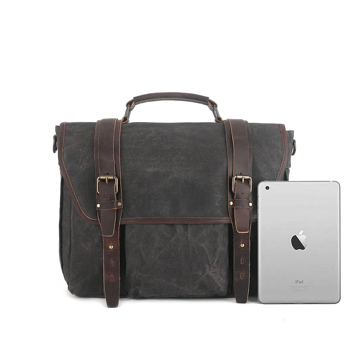 Aktentasche aus gewachstem Canvas für 15,6-Zoll-Laptops