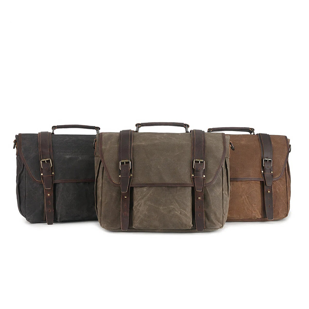 Aktentasche aus gewachstem Canvas für 15,6-Zoll-Laptops