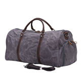 Waxed Canvas Genuine Leather Duffle Bag with Shoe Compartment