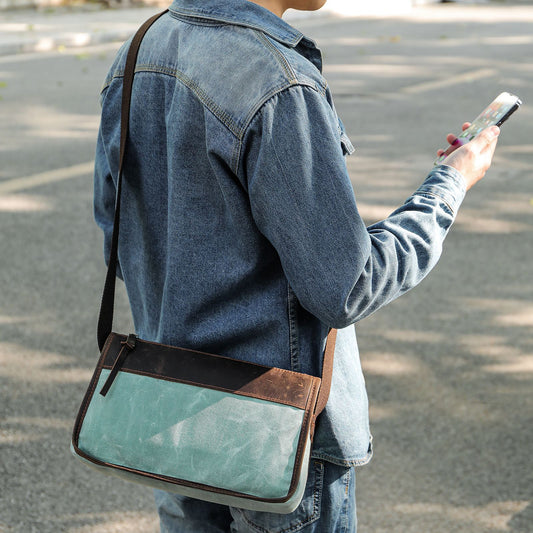 Waxed Canvas Leather Messenger Bag