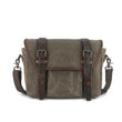 Waxed Canvas Messenger Bag with Genuine Leather Waterproof