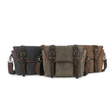 Waxed Canvas Messenger Bag with Genuine Leather Waterproof
