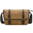 Waxed Canvas Messenger Bag with Leather Trim