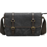 Waxed Canvas Messenger Bag with Leather Trim
