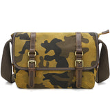 Waxed Canvas Messenger Bag with Leather Trim