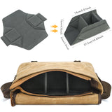 Waxed Canvas Messenger Bag with Leather Trim