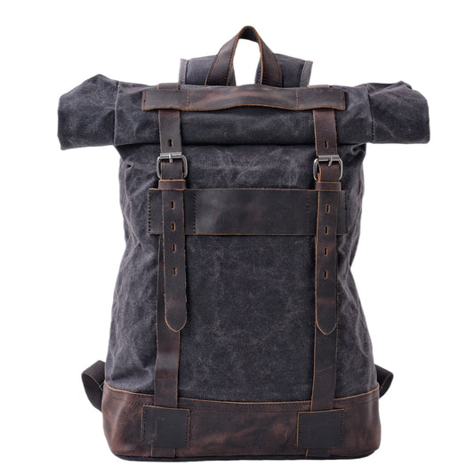 Toile de sac à dos vintage Roll Top avec pochette pour ordinateur portable