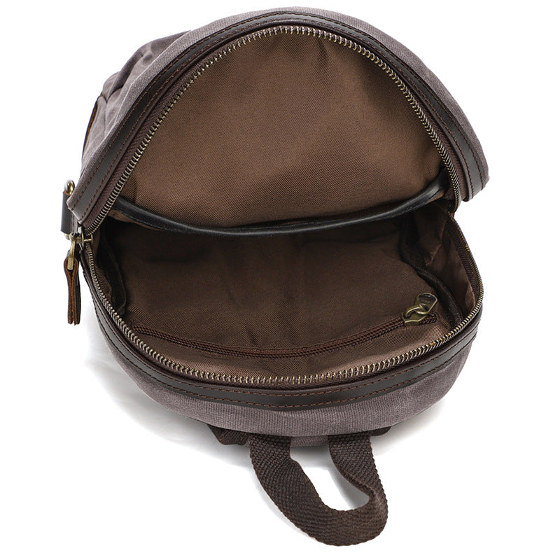 Waxed Canvas Sling Bag with Leather for Men