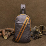 Waxed Canvas Sling Bag with Leather for Men