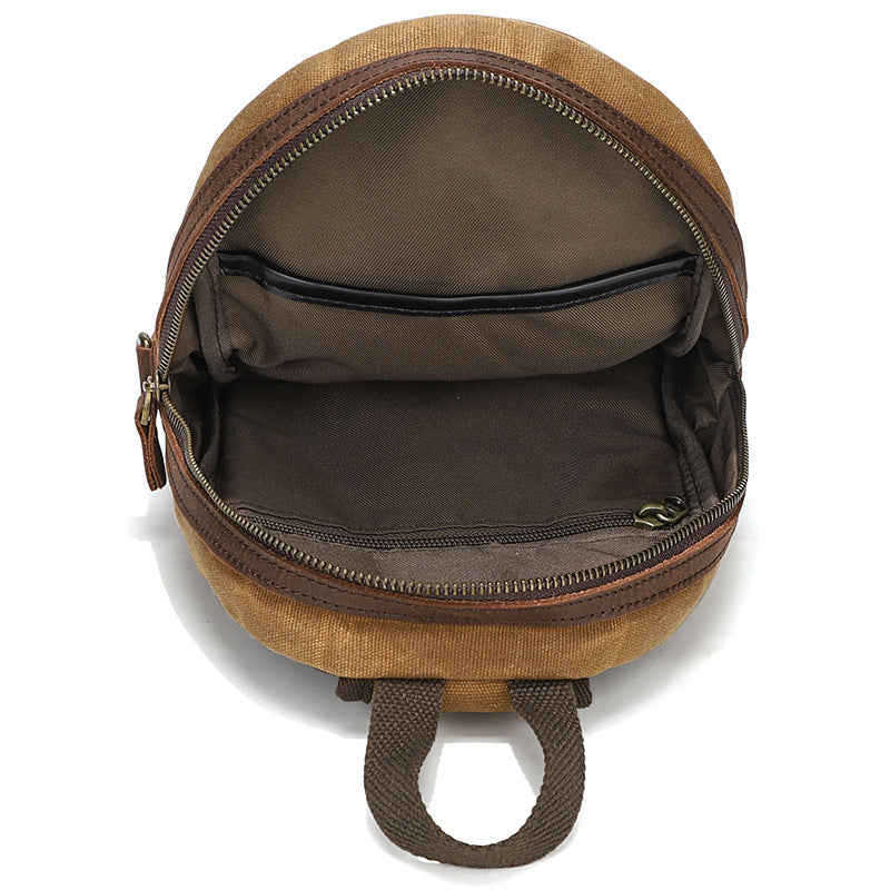 Waxed Canvas Sling Bag with Leather for Men