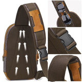 Waxed Canvas Sling Bag with Leather for Men