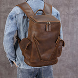 Woosir Large Leather Travel Backpack for 14" Laptop