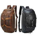 Leather Convertible Backpack Duffle Bag With Shoe Compartment - Woosir