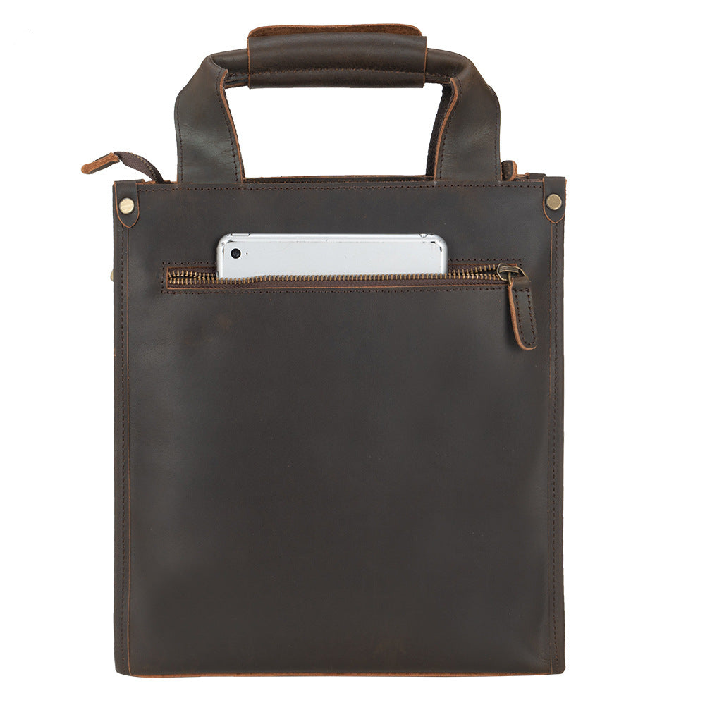 Vertical Leather Messenger Bag For Men